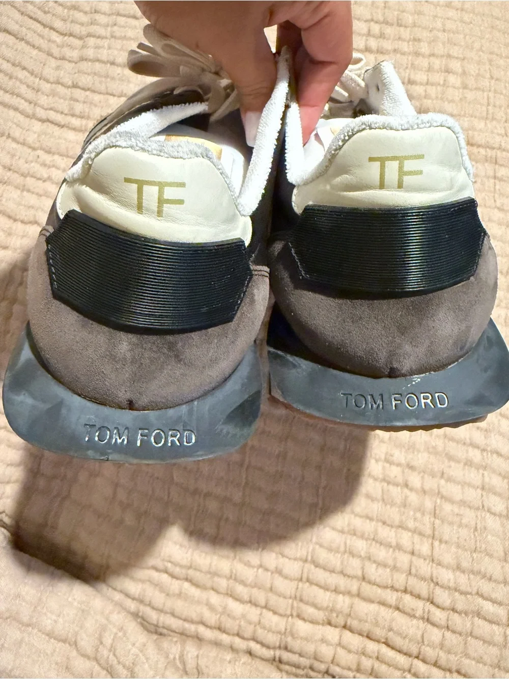 Tom Ford Brown Suede & Cream Leather-Trim Men’s Sneakers